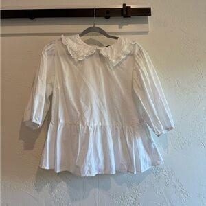 New Look White Ruffled Blouse With Peter Pan Collar Size 6